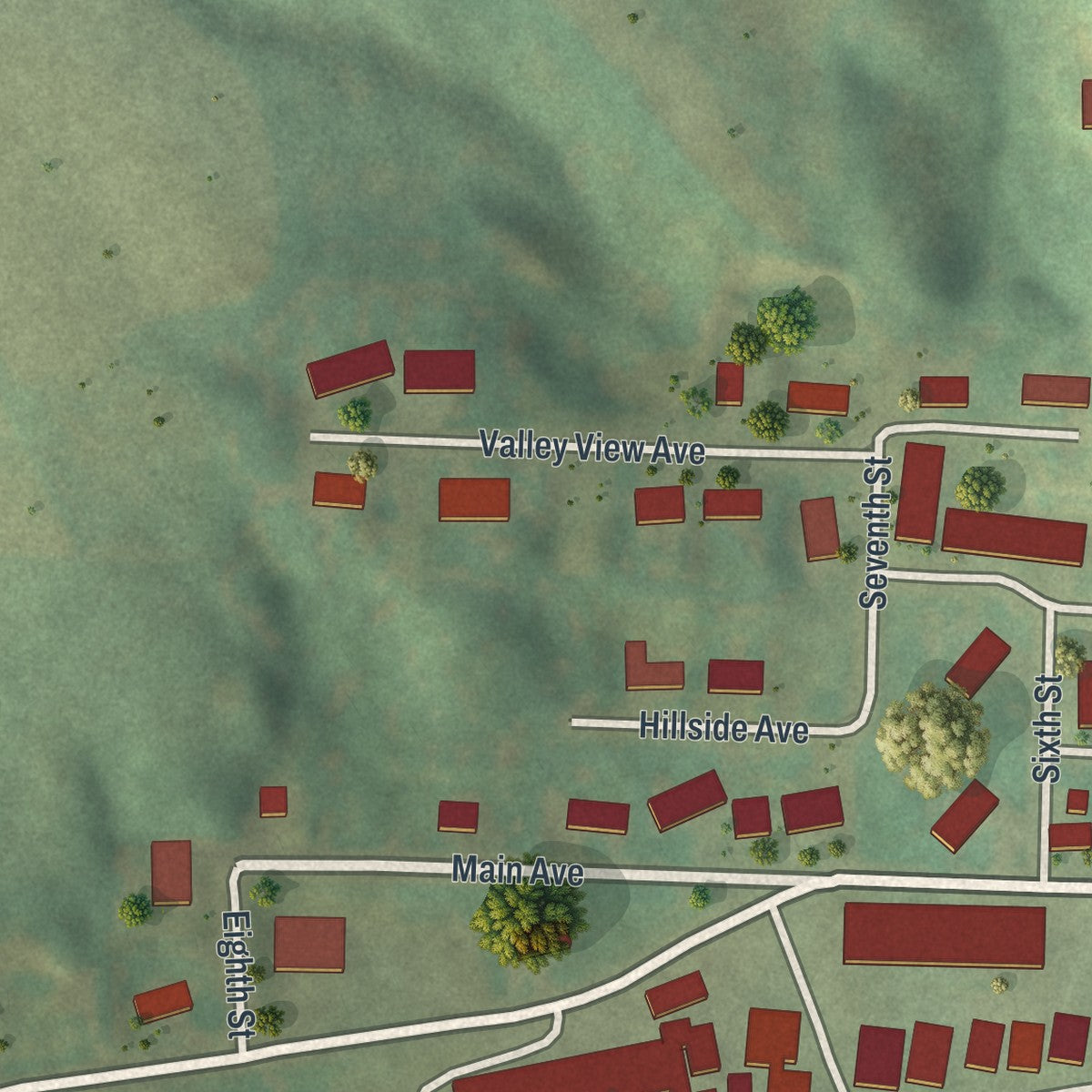 Second close-up of the map of Chandler, Minnesota print showing more streets and buildings