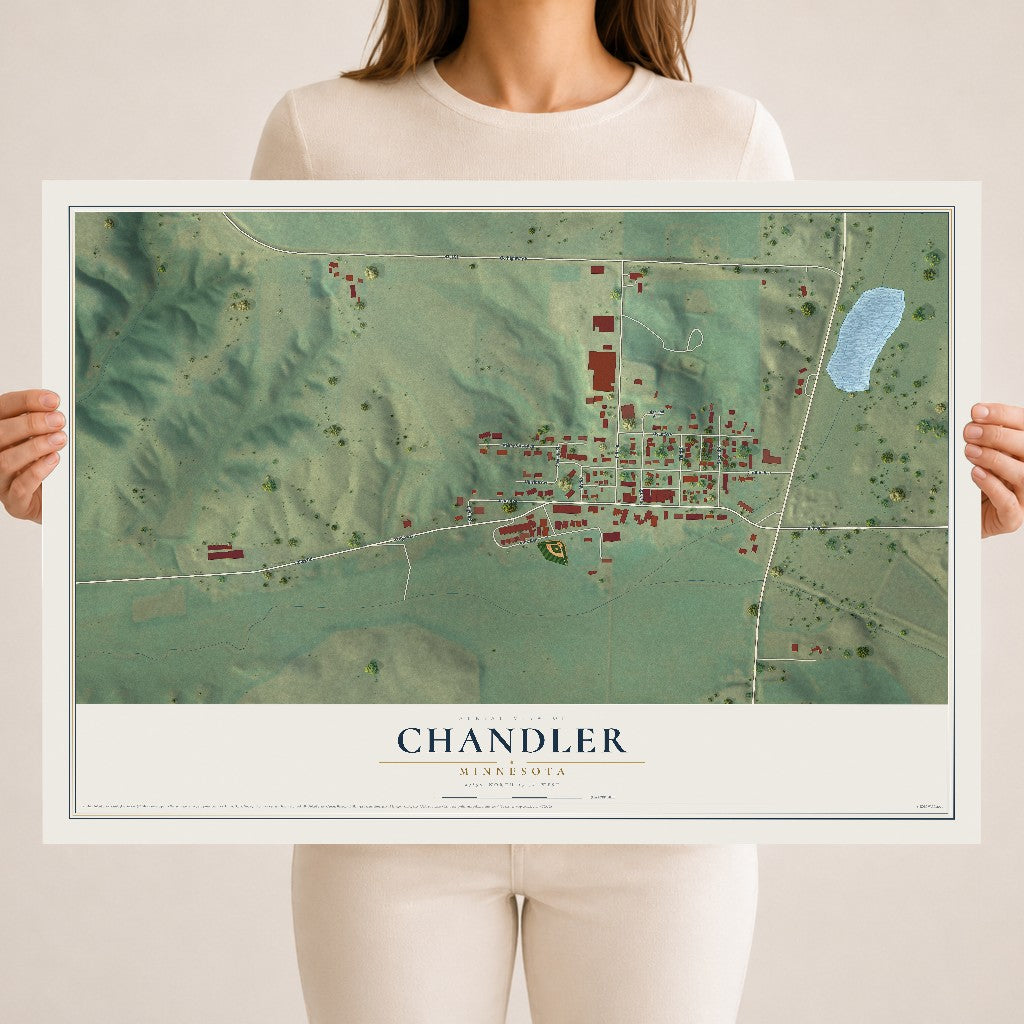 Map of Chandler, Minnesota, 18 x 24 inch unframed archival matte print