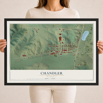 Map of Chandler, Minnesota, 18 x 24 inch print in a black wood frame