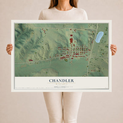 Map of Chandler, Minnesota, 24 x 36 inch unframed archival matte print