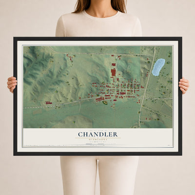 Map of Chandler, Minnesota, 24 x 36 inch print in a black wood frame