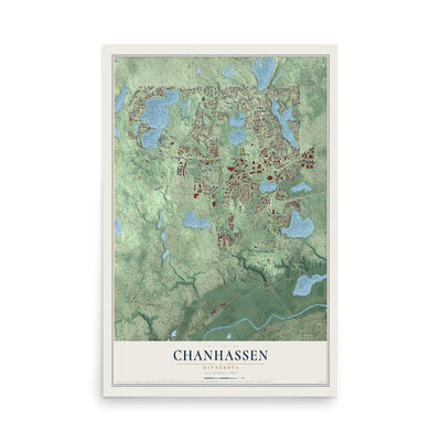 Map of Chanhassen, Minnesota, 12 x 18 inch unframed archival matte print