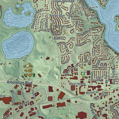 Close-up of the map of Chanhassen, Minnesota print showing street and building detail