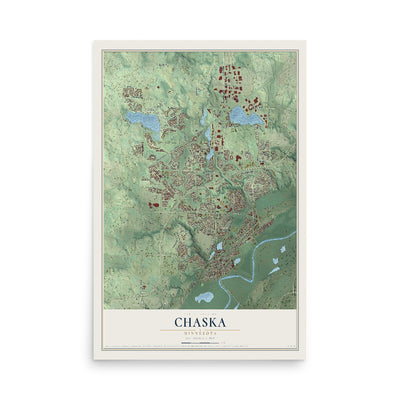 Map of Chaska, Minnesota, 12 x 18 inch unframed archival matte print