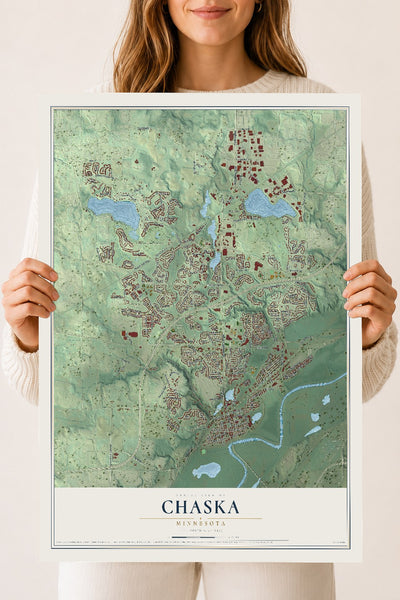 Map of Chaska, Minnesota, 18 x 24 inch unframed archival matte print