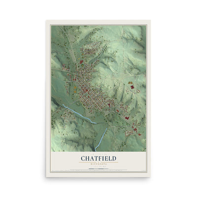 Map of Chatfield, Minnesota, 12 x 18 inch unframed archival matte print