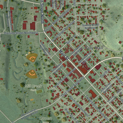 Close-up of the map of Chatfield, Minnesota print showing street and building detail
