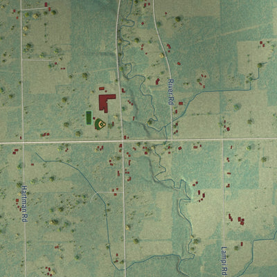 Close-up of the map of Cherry, Minnesota print showing street and building detail