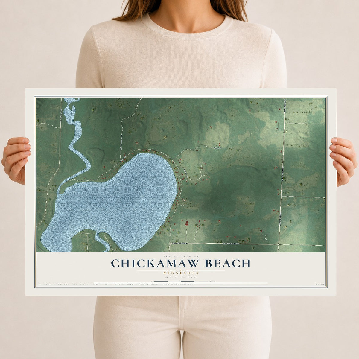 Map of Chickamaw Beach, Minnesota, 12 x 18 inch unframed archival matte print