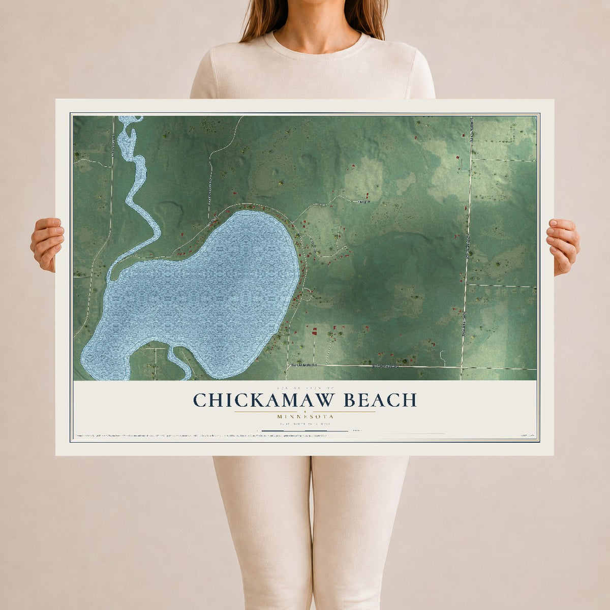 Map of Chickamaw Beach, Minnesota, 24 x 36 inch unframed archival matte print