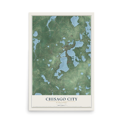 Map of Chisago City, Minnesota, 12 x 18 inch unframed archival matte print