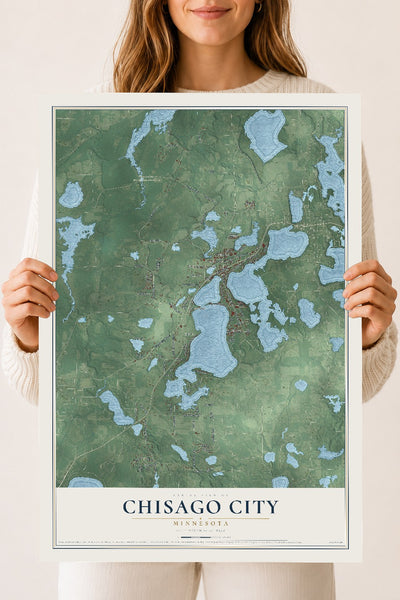 Map of Chisago City, Minnesota, 18 x 24 inch unframed archival matte print