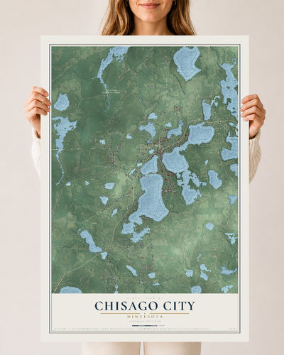 Map of Chisago City, Minnesota, 24 x 36 inch unframed archival matte print