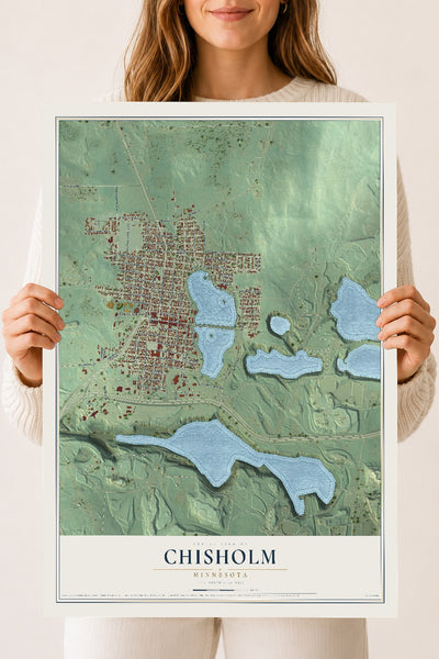 Map of Chisholm, Minnesota, 18 x 24 inch unframed archival matte print