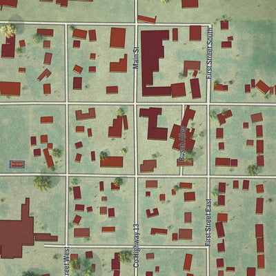 Close-up of the map of Chokio, Minnesota print showing street and building detail
