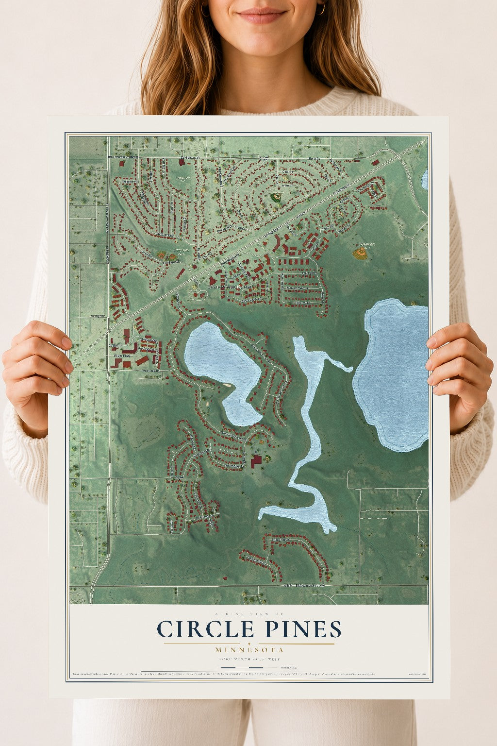 Map of Circle Pines, Minnesota, 18 x 24 inch unframed archival matte print