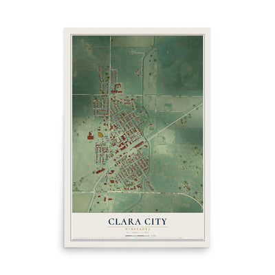 Map of Clara City, Minnesota, 12 x 18 inch unframed archival matte print