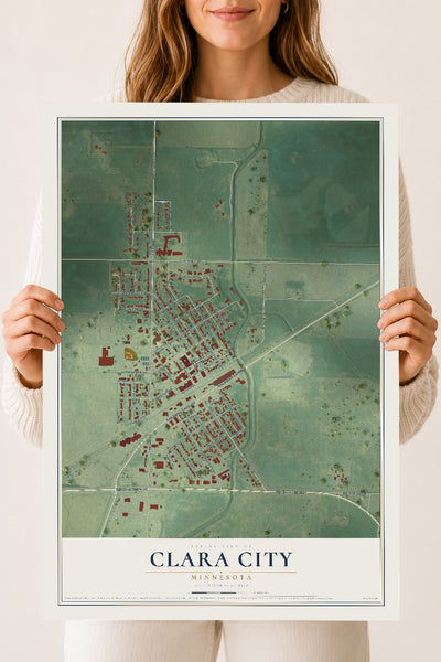 Map of Clara City, Minnesota, 18 x 24 inch unframed archival matte print