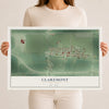 Map of Claremont, Minnesota, 12 x 18 inch unframed archival matte print