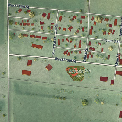Second close-up of the map of Claremont, Minnesota print showing more streets and buildings