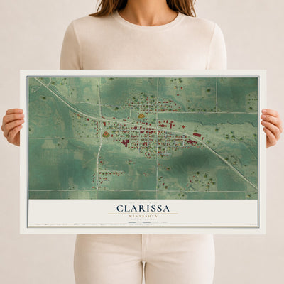 Map of Clarissa, Minnesota, 12 x 18 inch unframed archival matte print