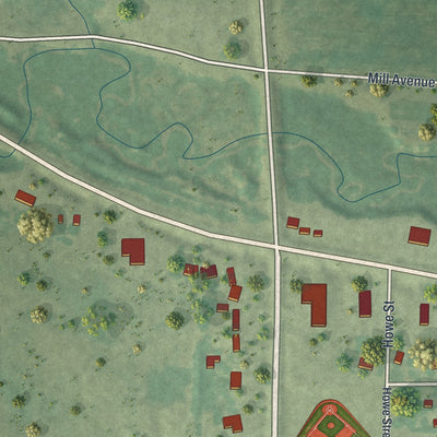 Second close-up of the map of Clarissa, Minnesota print showing more streets and buildings