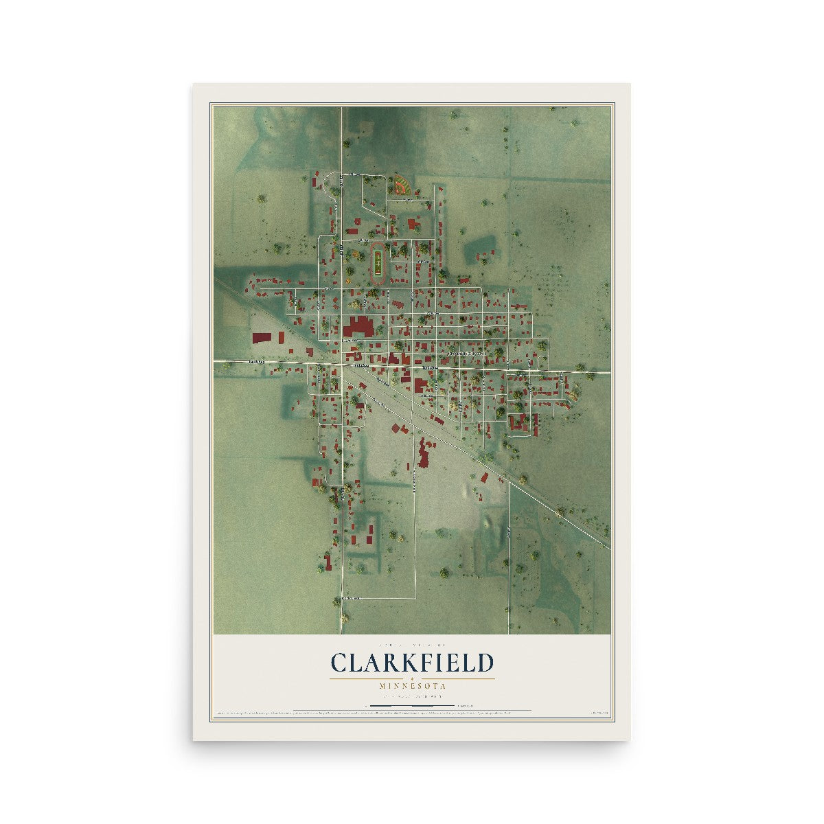 Map of Clarkfield, Minnesota, 12 x 18 inch unframed archival matte print