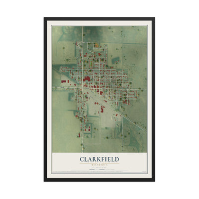 Map of Clarkfield, Minnesota, 12 x 18 inch print in a black wood frame