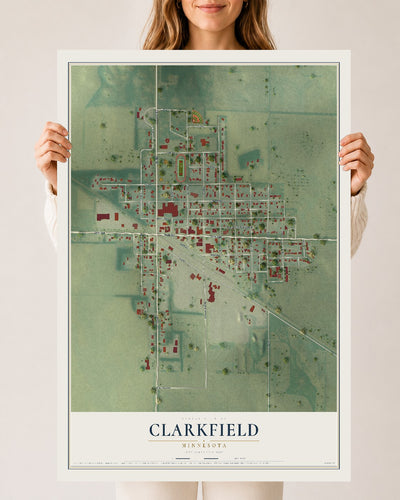 Map of Clarkfield, Minnesota, 24 x 36 inch unframed archival matte print