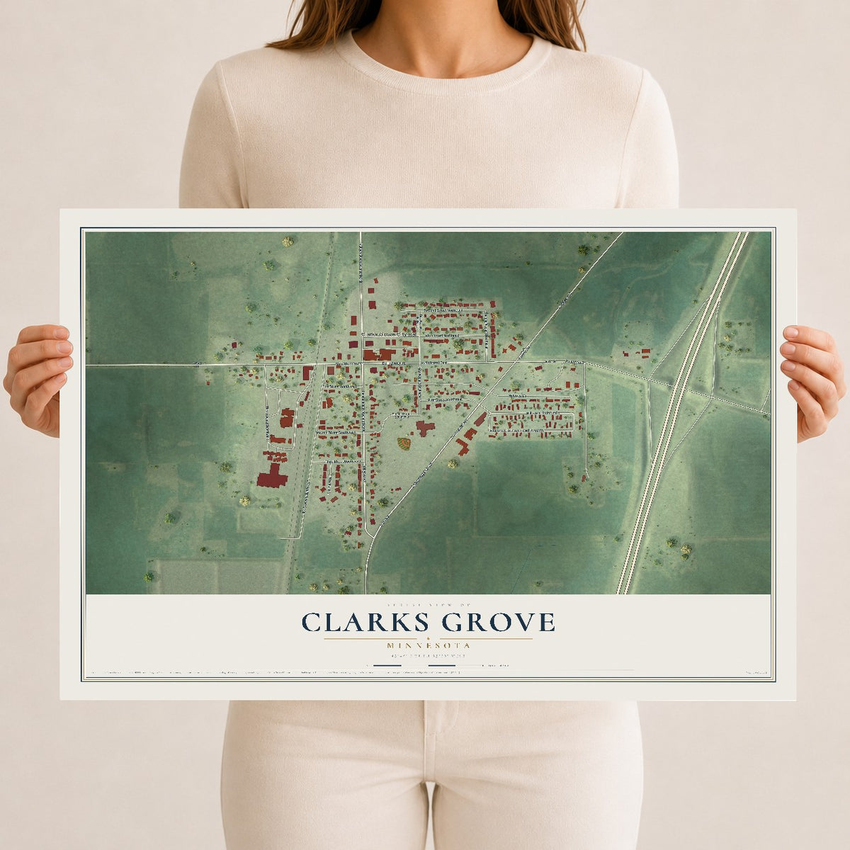 Map of Clarks Grove, Minnesota, 12 x 18 inch unframed archival matte print