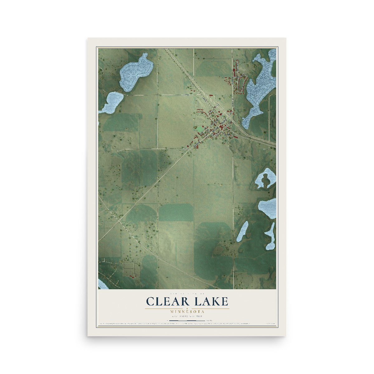 Map of Clear Lake, Minnesota, 12 x 18 inch unframed archival matte print