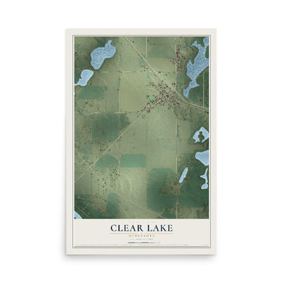 Map of Clear Lake, Minnesota, 12 x 18 inch unframed archival matte print