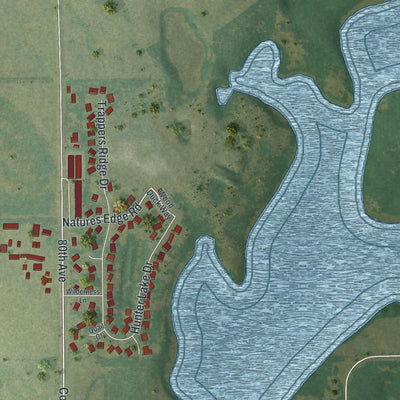 Second close-up of the map of Clear Lake, Minnesota print showing more streets and buildings