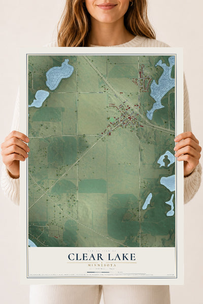 Map of Clear Lake, Minnesota, 18 x 24 inch unframed archival matte print