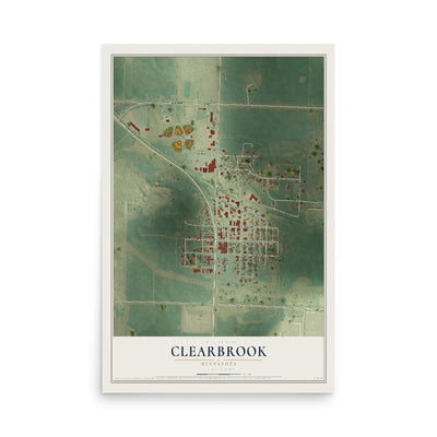 Map of Clearbrook, Minnesota, 12 x 18 inch unframed archival matte print