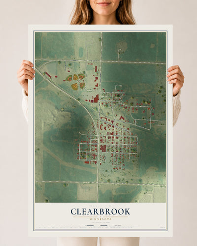 Map of Clearbrook, Minnesota, 24 x 36 inch unframed archival matte print