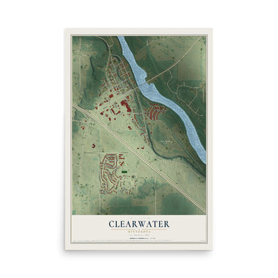 Map of Clearwater, Minnesota, 12 x 18 inch unframed archival matte print