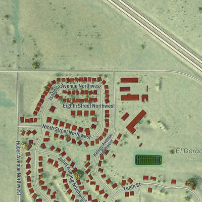 Second close-up of the map of Clearwater, Minnesota print showing more streets and buildings