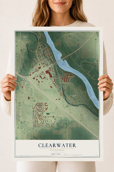 Map of Clearwater, Minnesota, 18 x 24 inch unframed archival matte print
