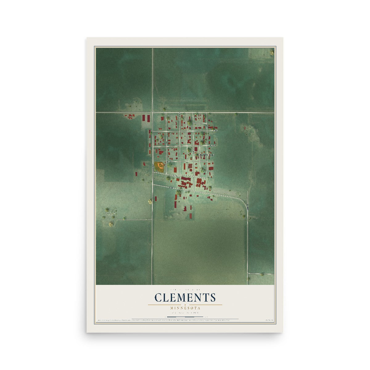 Map of Clements, Minnesota, 12 x 18 inch unframed archival matte print