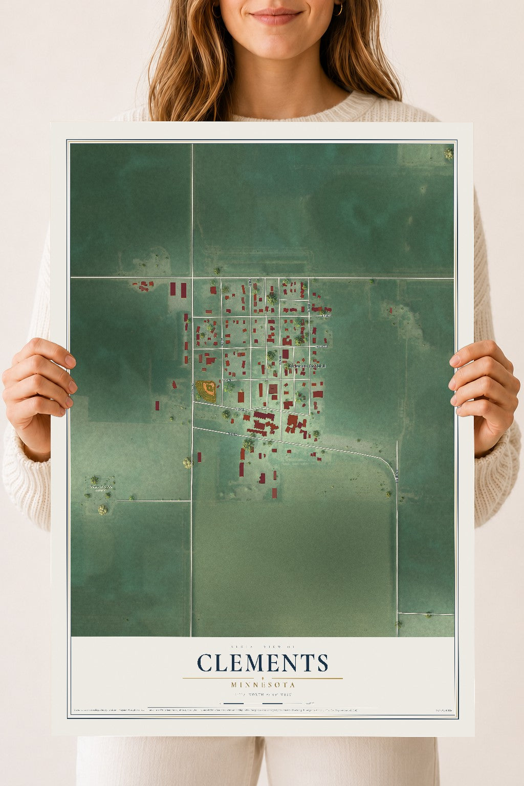 Map of Clements, Minnesota, 18 x 24 inch unframed archival matte print