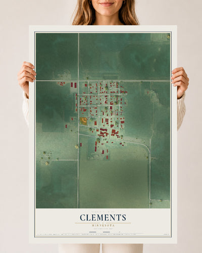 Map of Clements, Minnesota, 24 x 36 inch unframed archival matte print