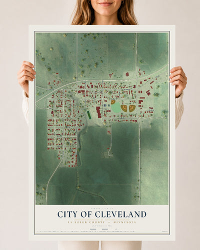 Map of Cleveland, Minnesota, 24 x 36 inch unframed archival matte print