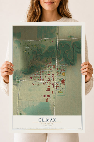 Map of Climax, Minnesota, 18 x 24 inch unframed archival matte print