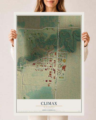 Map of Climax, Minnesota, 24 x 36 inch unframed archival matte print
