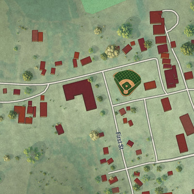 Second close-up of the map of Clinton, Minnesota print showing more streets and buildings