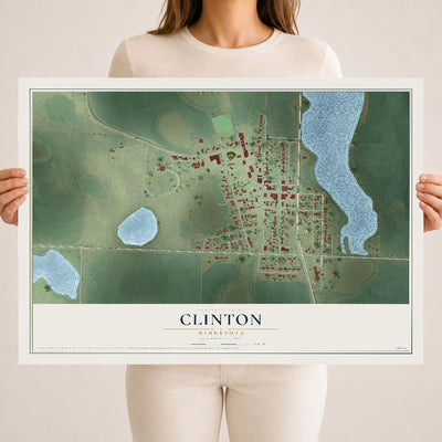 Map of Clinton, Minnesota, 18 x 24 inch unframed archival matte print