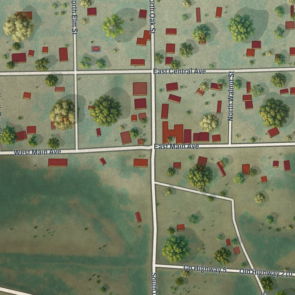 Close-up of the map of Clitherall, Minnesota print showing street and building detail