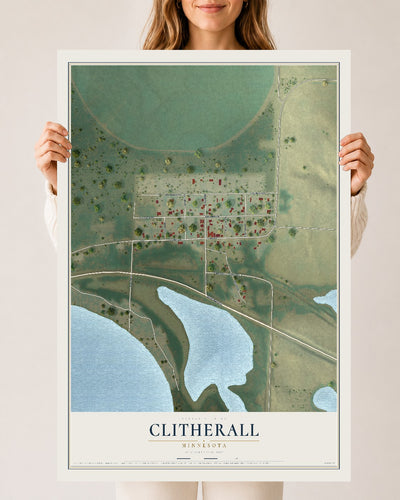 Map of Clitherall, Minnesota, 24 x 36 inch unframed archival matte print