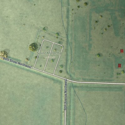 Second close-up of the map of Clontarf, Minnesota print showing more streets and buildings